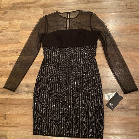 💥AIDAN MATTOX beaded cocktail dress/ size 2 - Picture 4 of 6
